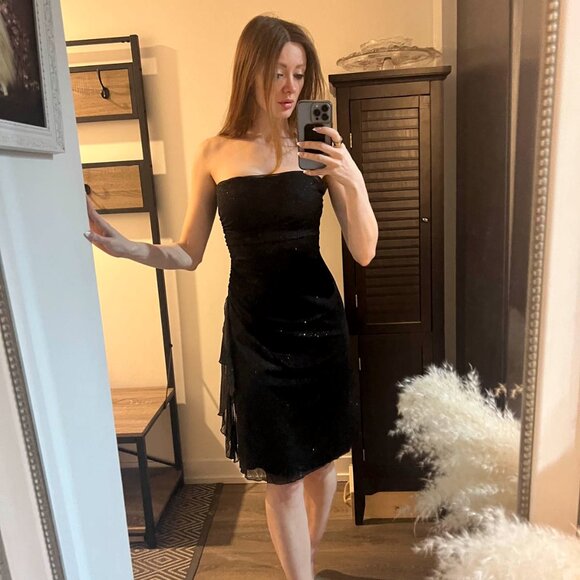 Strapless Black Sparkle Dress - Picture 3 of 3